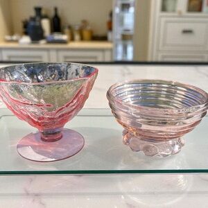Two pieces of pink, vintage glass, no chips or cracks